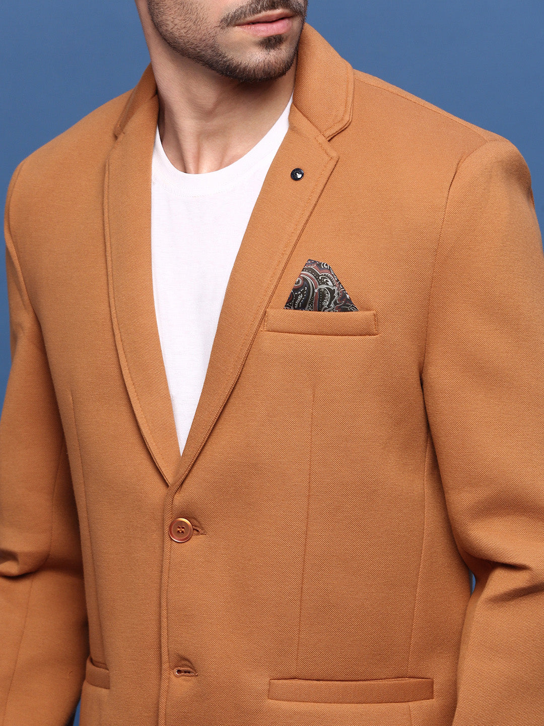 Men's Camel Brown Slim Fit Single Breasted Blazer