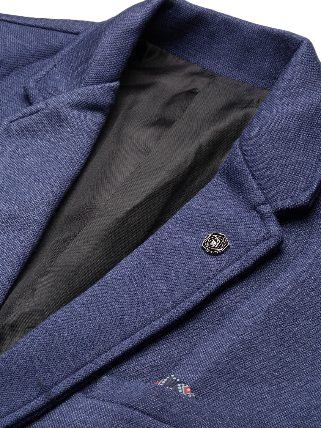 Men's Blue Notched Lapel Slim Fit Cotton Single Breasted Blazer