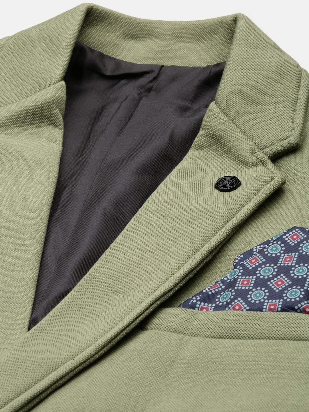 Men's Solid Green Single Breasted Blazer