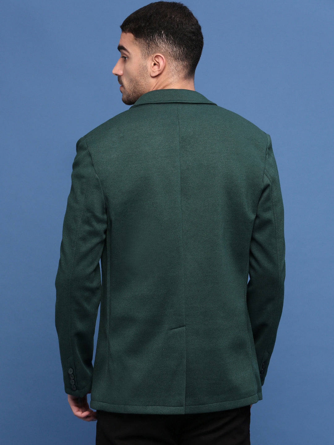 Men's Green Slim Fit Single Breasted Notched Lapel Cotton Blazers