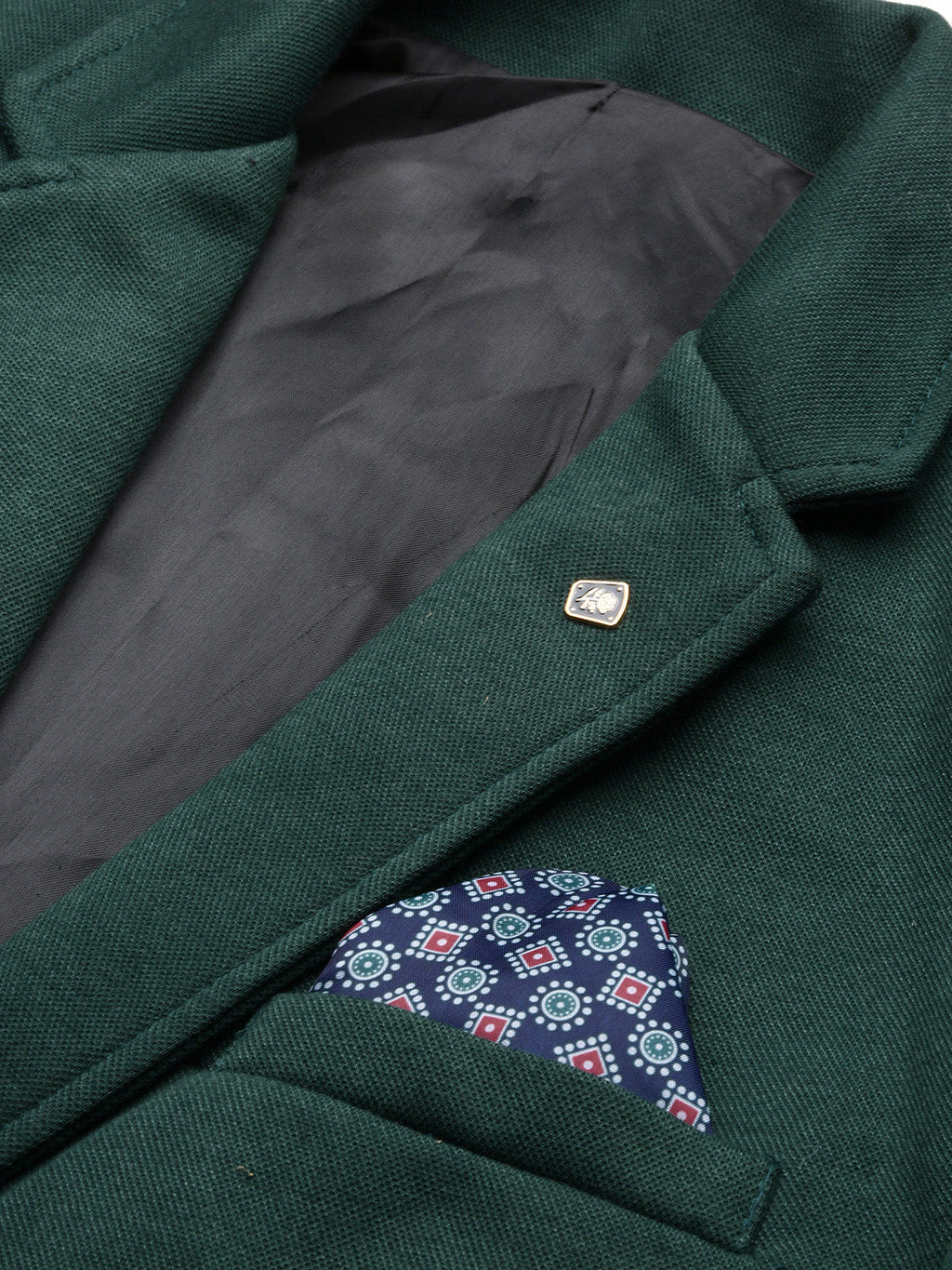 Men's Green Slim Fit Single Breasted Notched Lapel Cotton Blazers