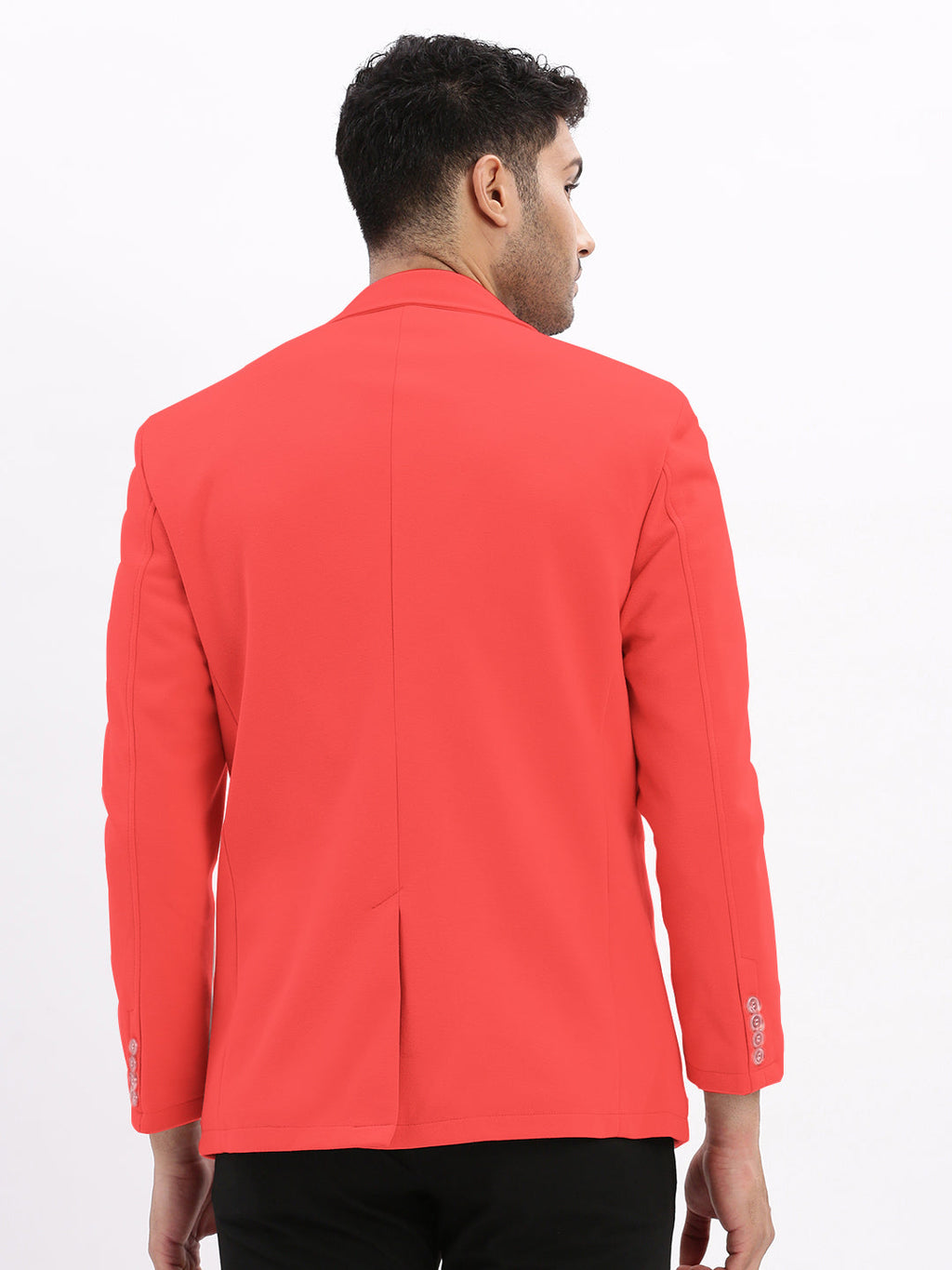 Men's Coral Solid Single Breasted Blazer