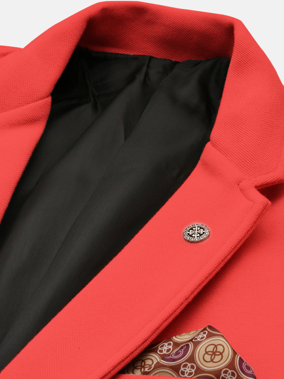 Men's Coral Solid Single Breasted Blazer