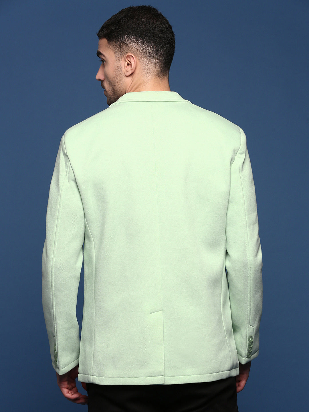 Men's Sea Green Slim Fit Single Breasted Notched Lapel Cotton Blazers