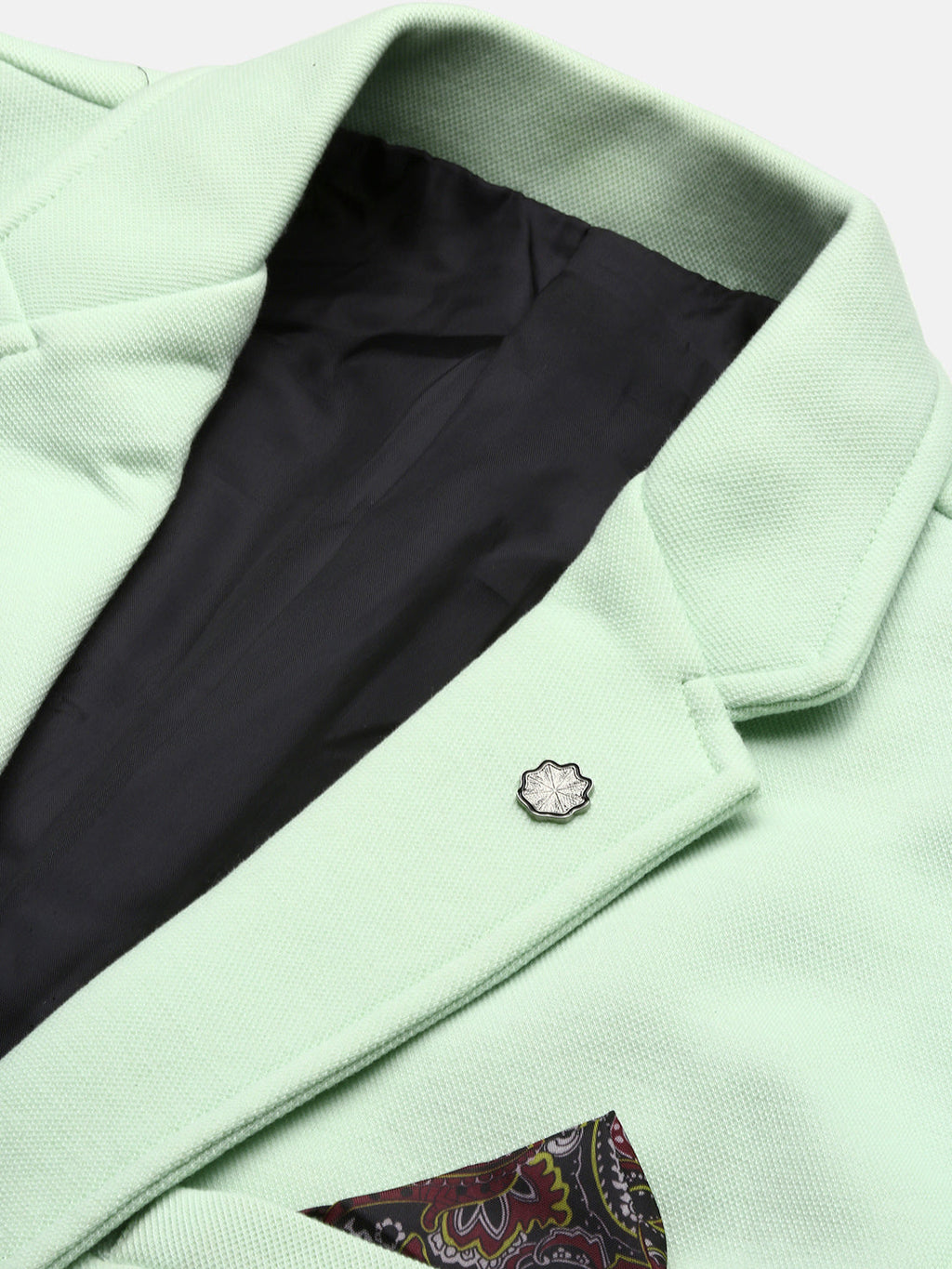 Men's Sea Green Slim Fit Single Breasted Notched Lapel Cotton Blazers