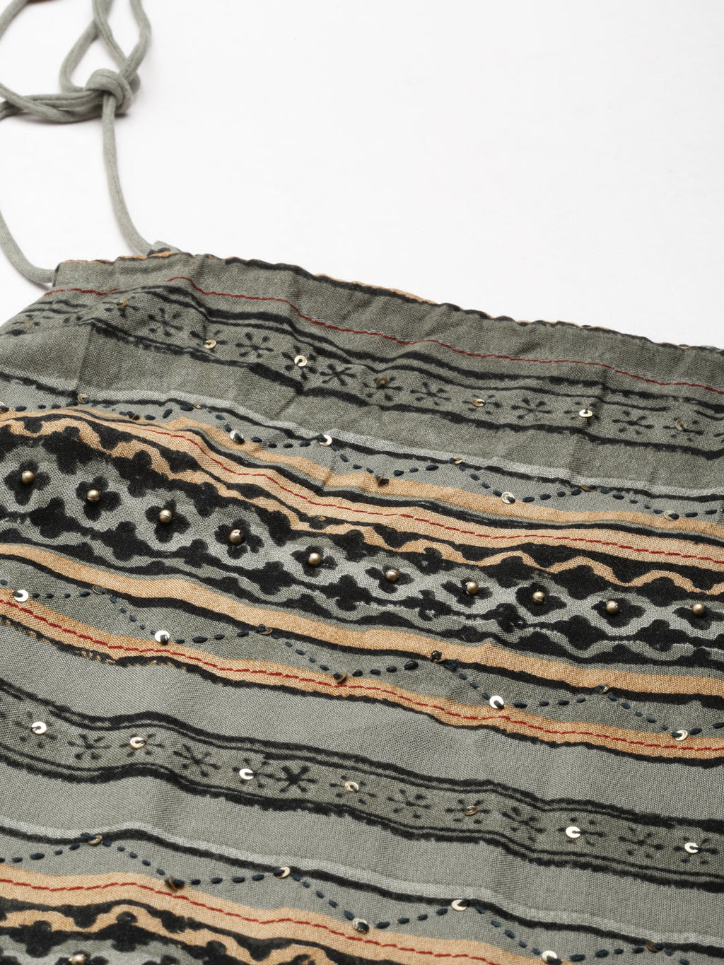 Women's Green Tribal Printed Halter Neck Pleated Fit & Flare Dress