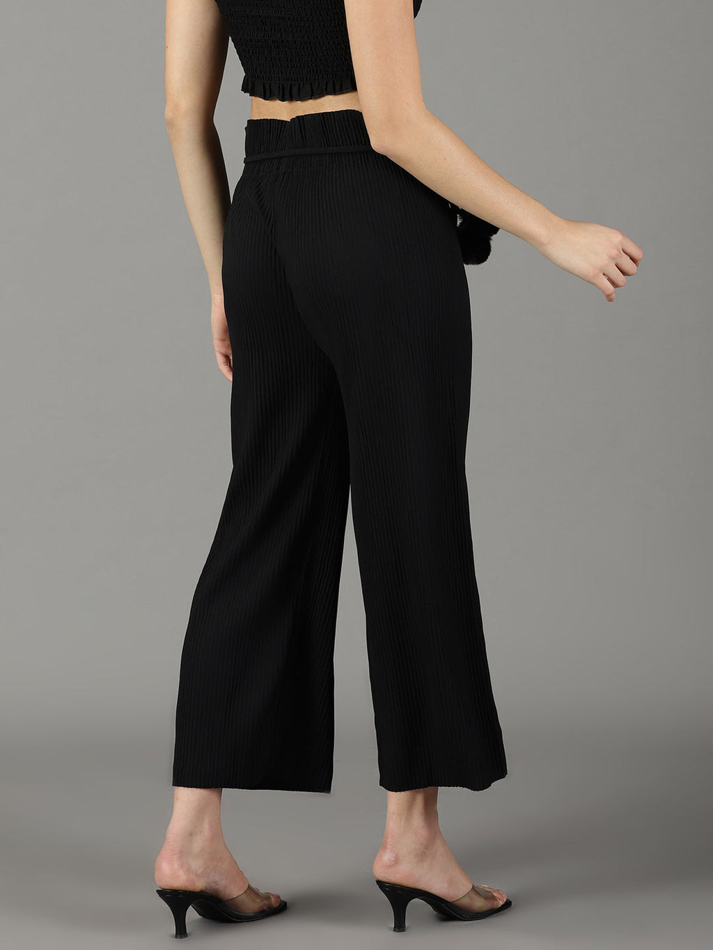Women's Black Relaxed Straight Fit Trousers