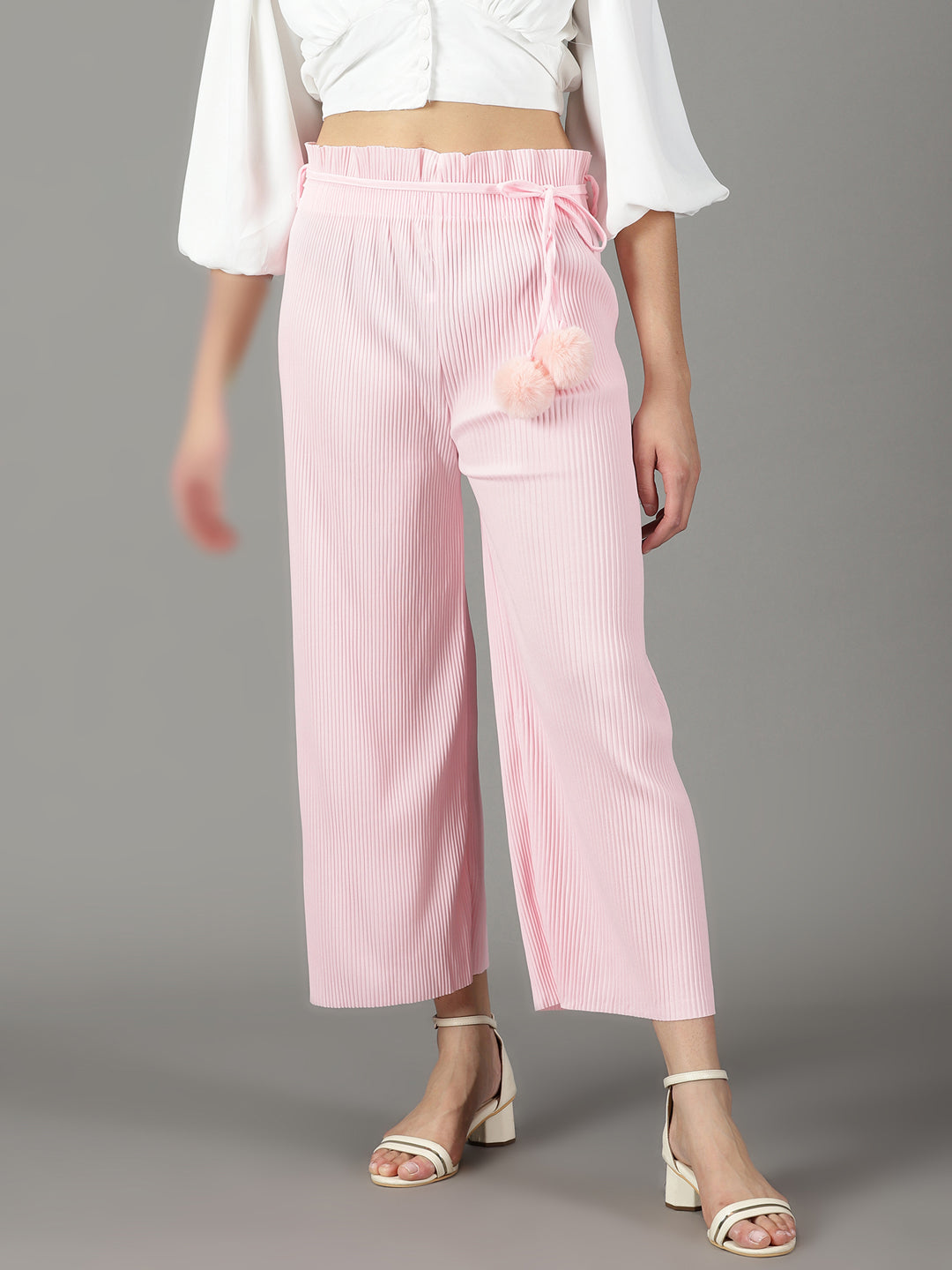 Women's Pink Relaxed Straight Fit Parallel Trouser