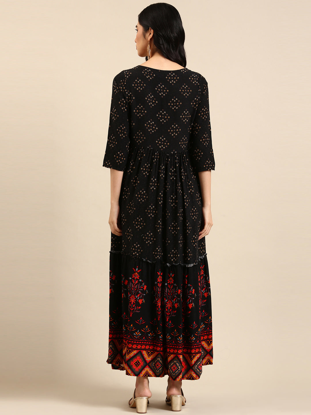 Women's Black Printed Anarkali Kurta