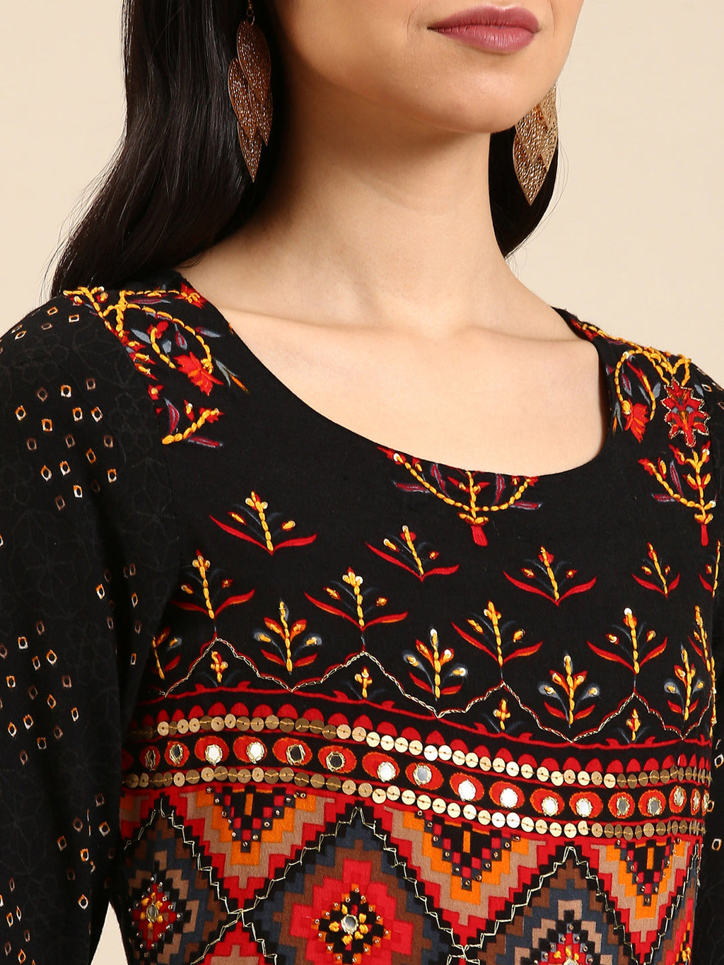 Women's Black Printed Anarkali Kurta