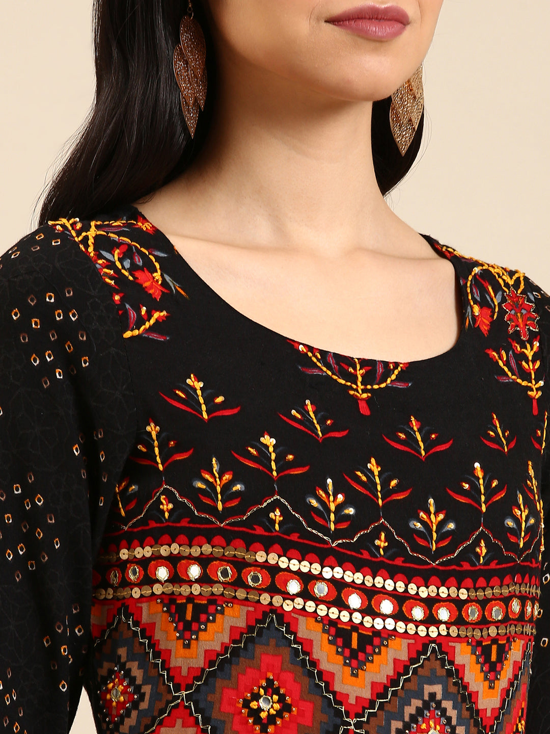 Women's Black Printed Anarkali Kurta