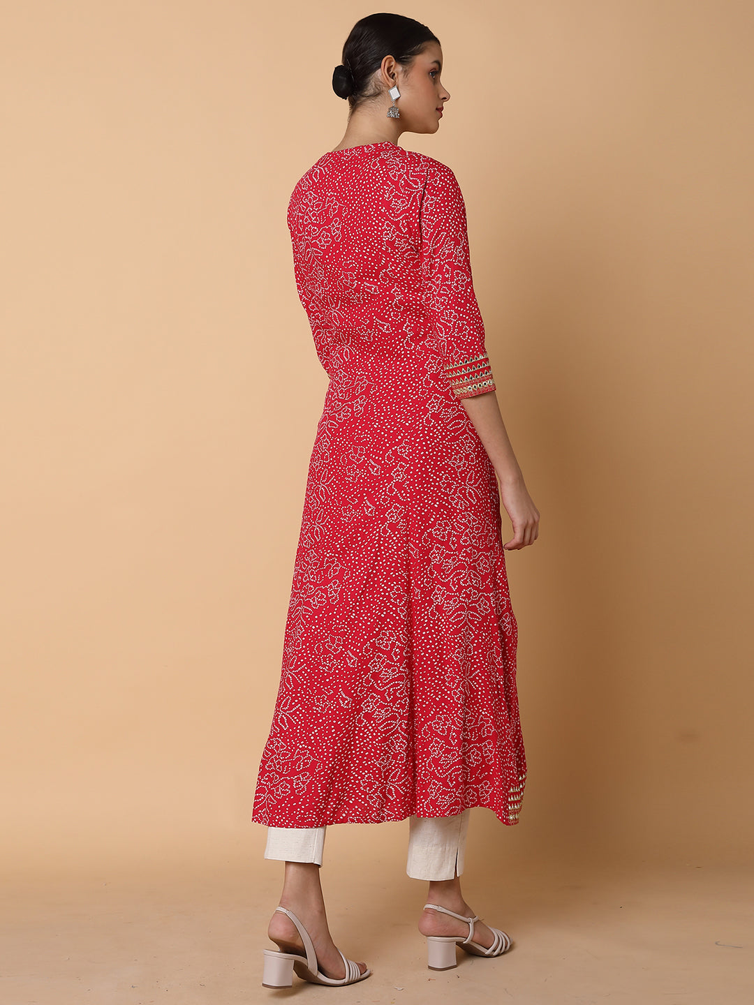 Women's Mustard Embroidered Beaded Anarkali Kurta With Longline Jacket