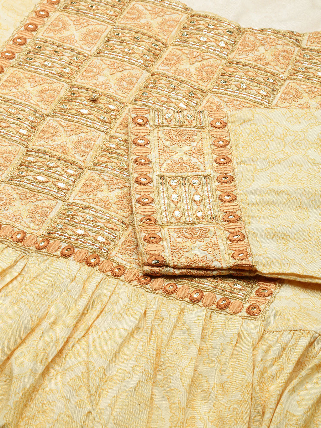 Women's Yellow Floral Printed Anarkali Kurta