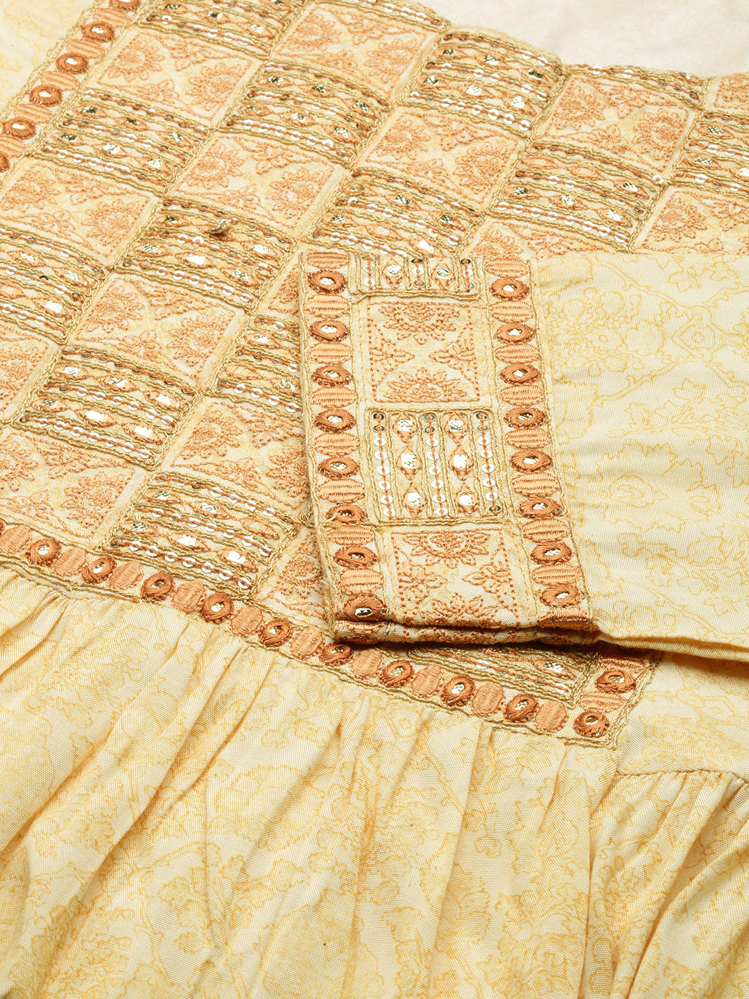 Women's Yellow Floral Printed Anarkali Kurta