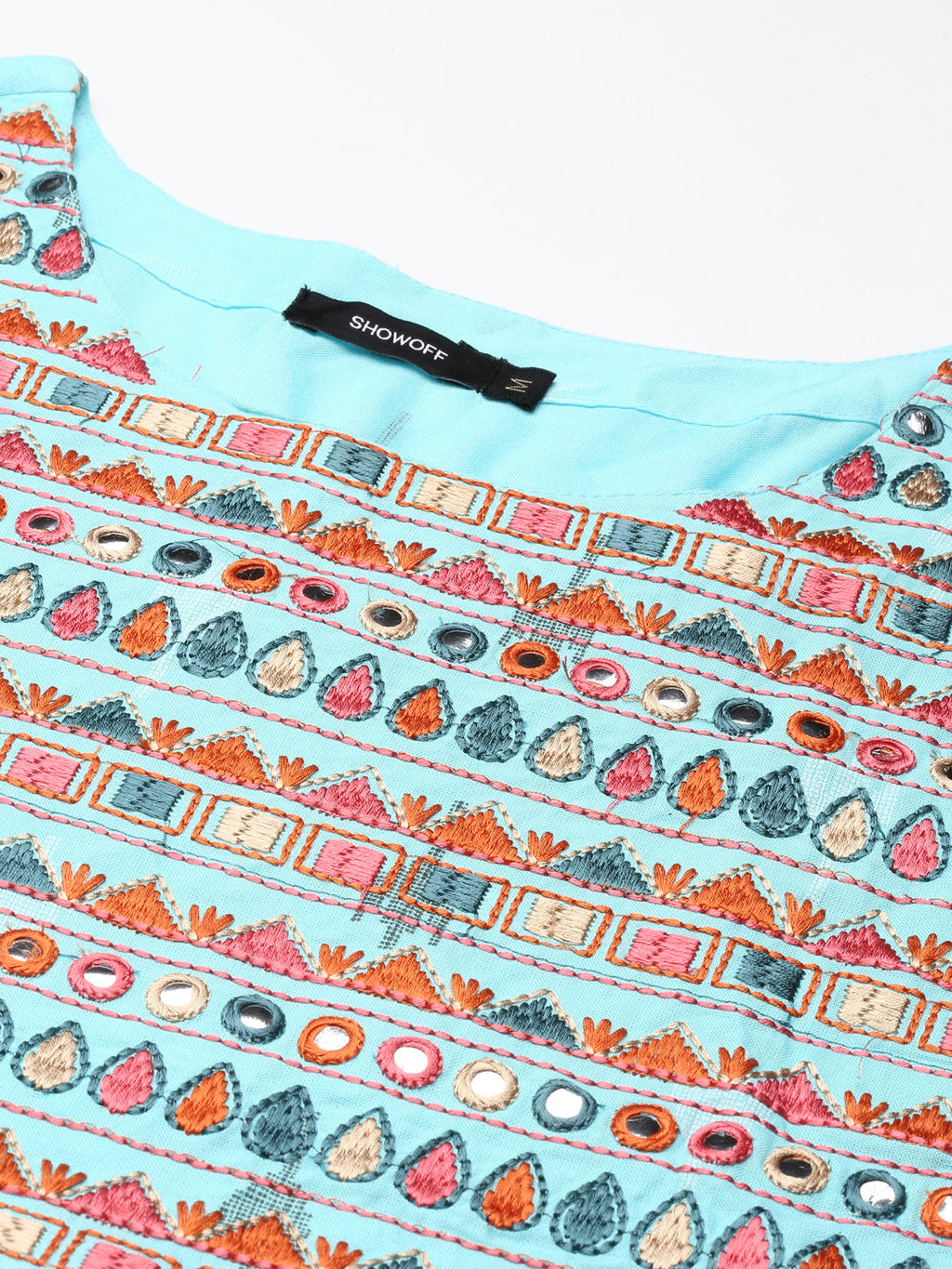 Women's Blue Ethnic Motifs Printed A-Line Kurta