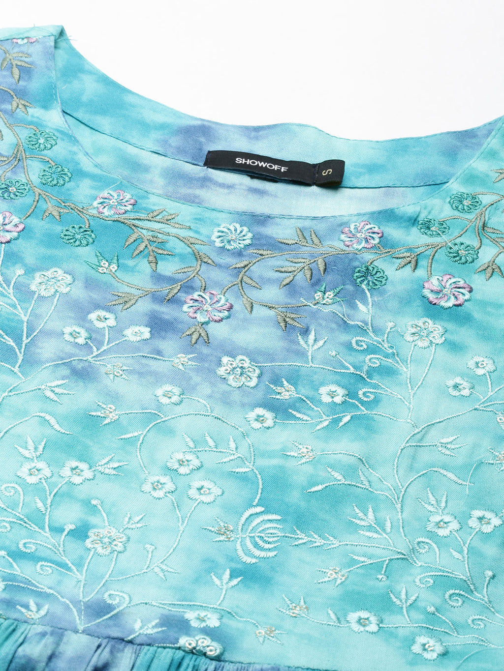 Women's Turquoise Blue Tie Dye Anarkali Kurta