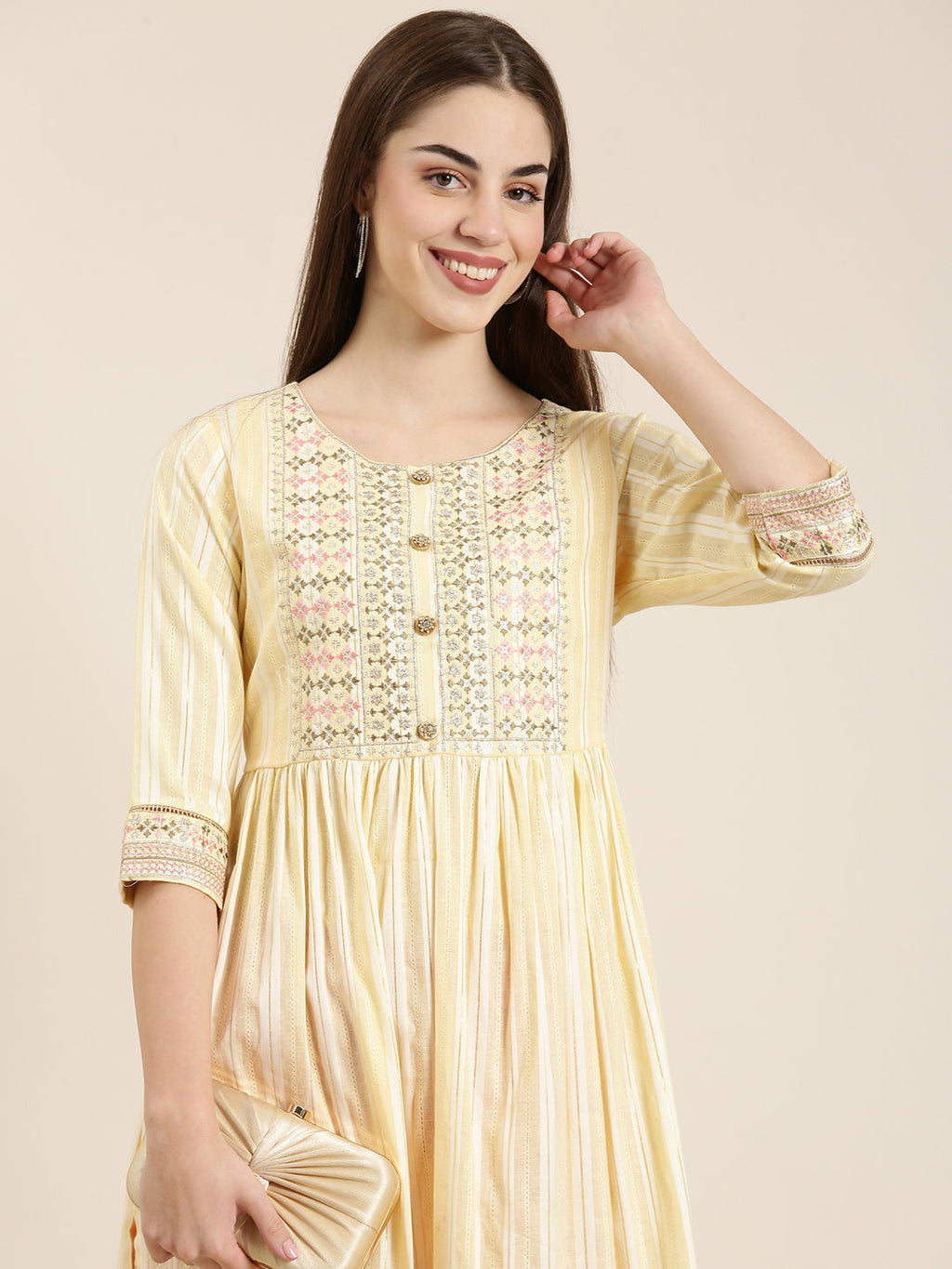 Women's Yellow Solid Straight Kurta