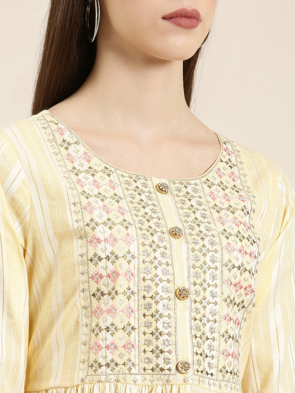 Women's Yellow Solid Straight Kurta