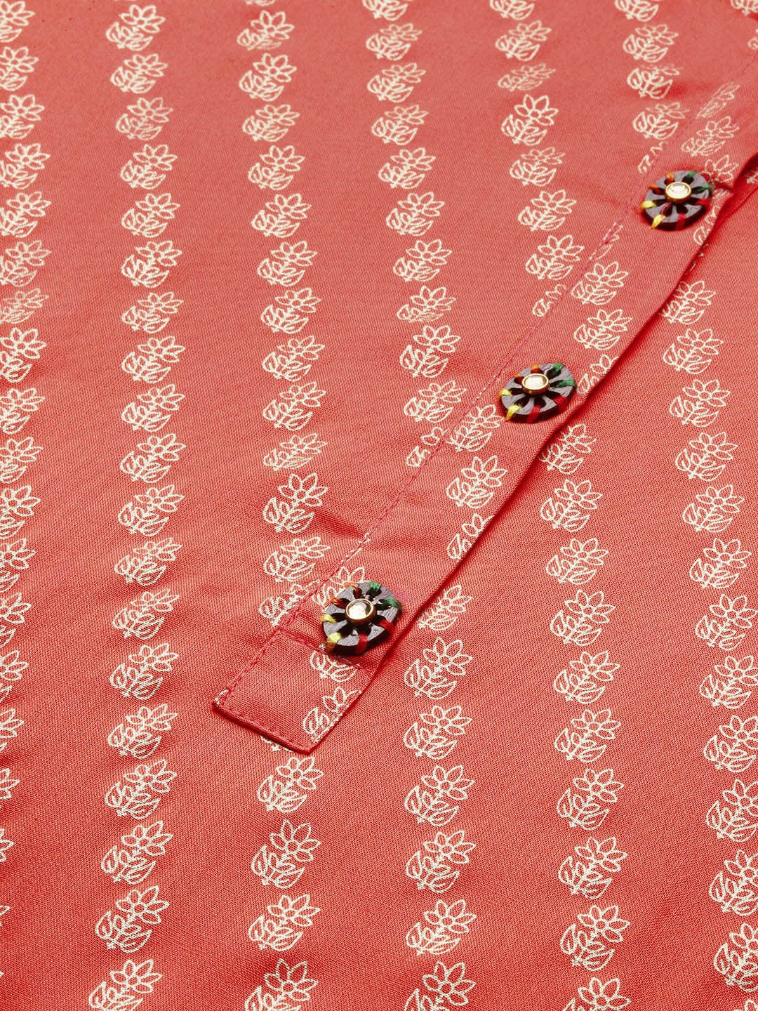 Women's Floral Orange Straight Kurta