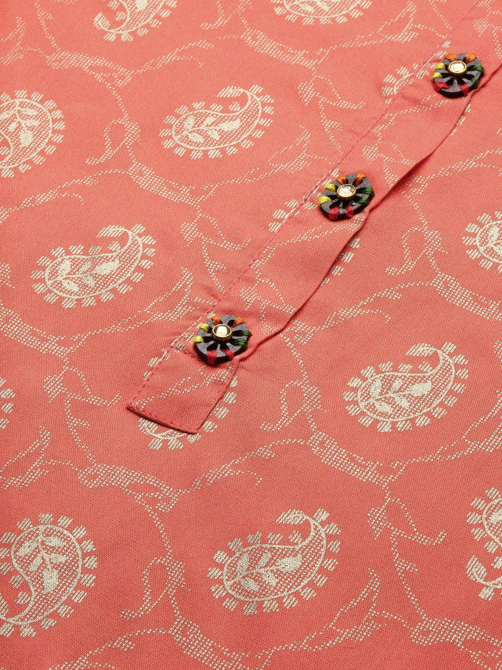 Women's Paisley Orange Straight Kurta