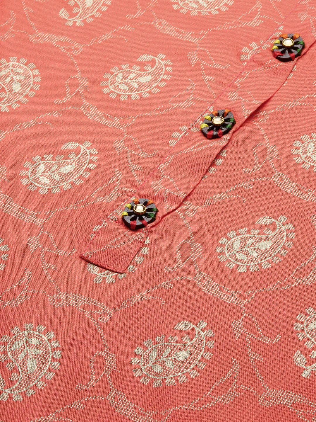 Women's Paisley Orange Straight Kurta