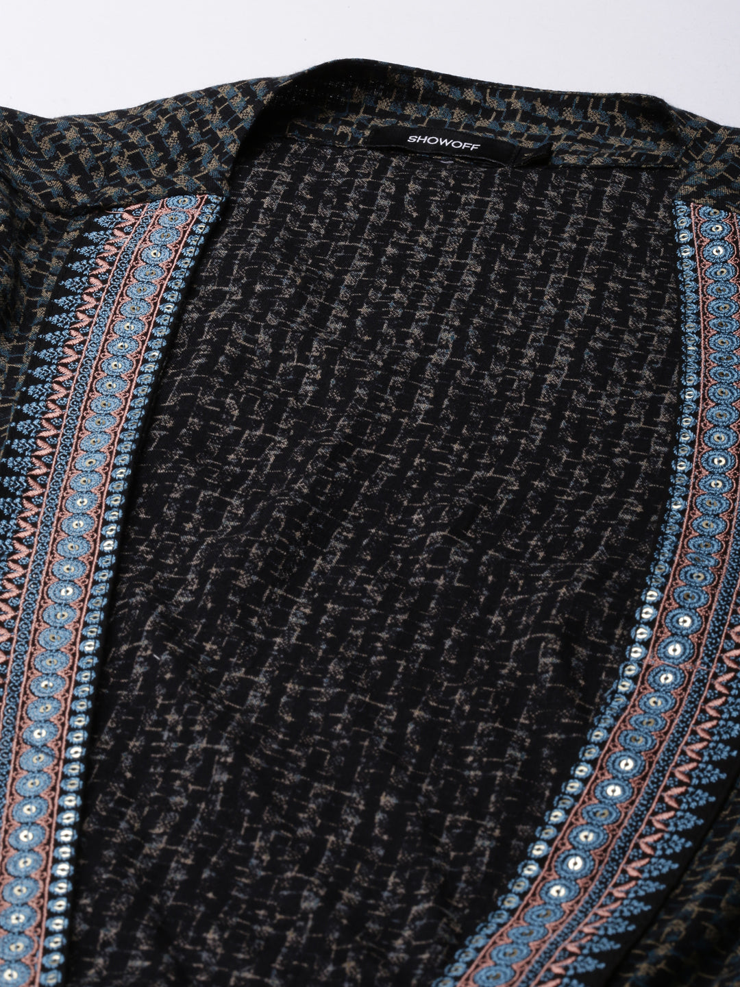 Women's Khaki Floral Printed Round Neck Anarkali Kurta