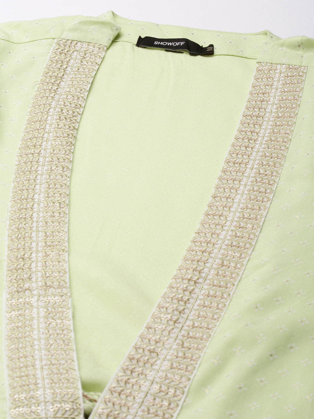 Women's Off White Embroidered Mirror Work Anarkali Kurta with Shrug