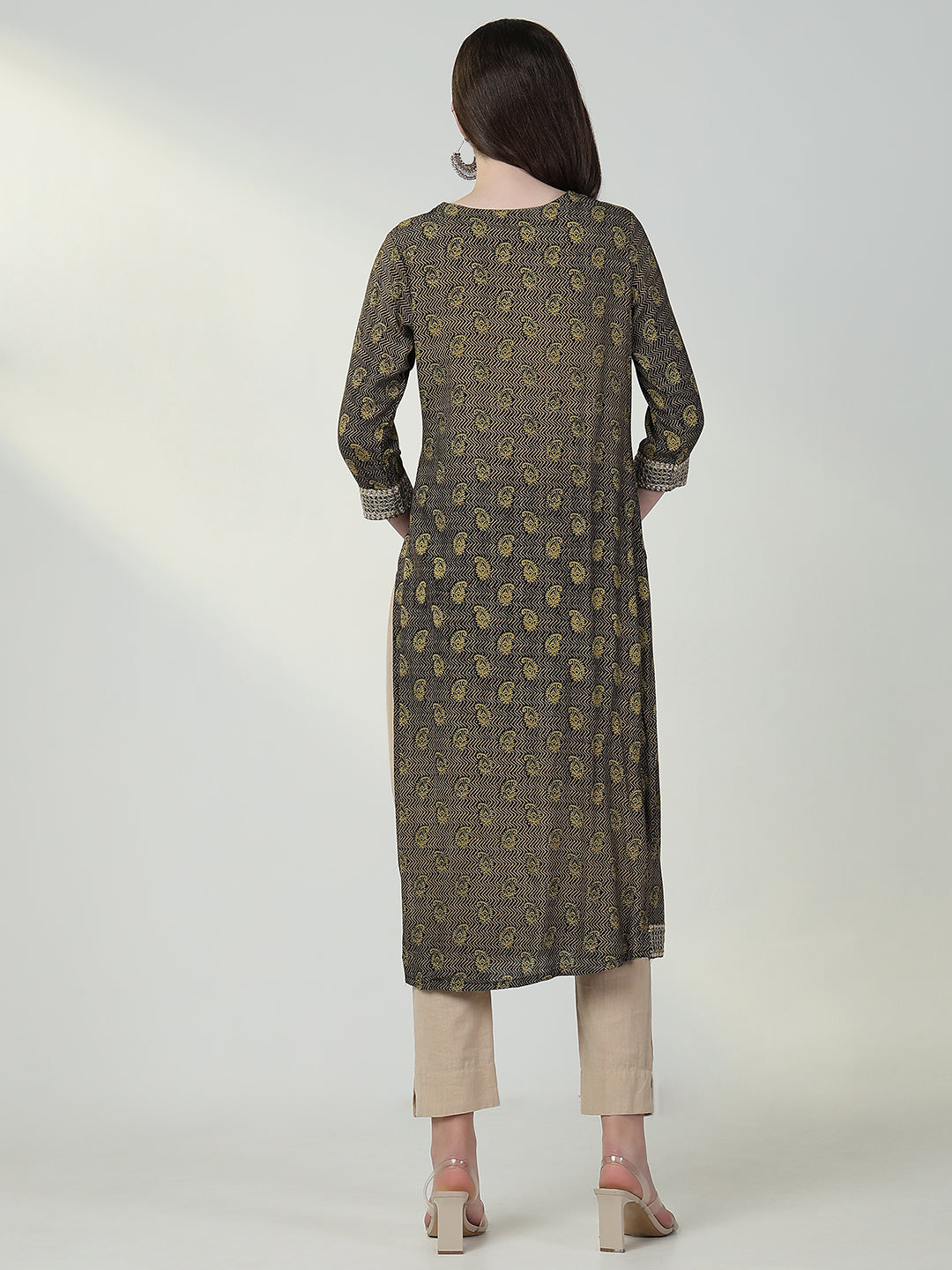 Women's Green Paisley Straight Kurta