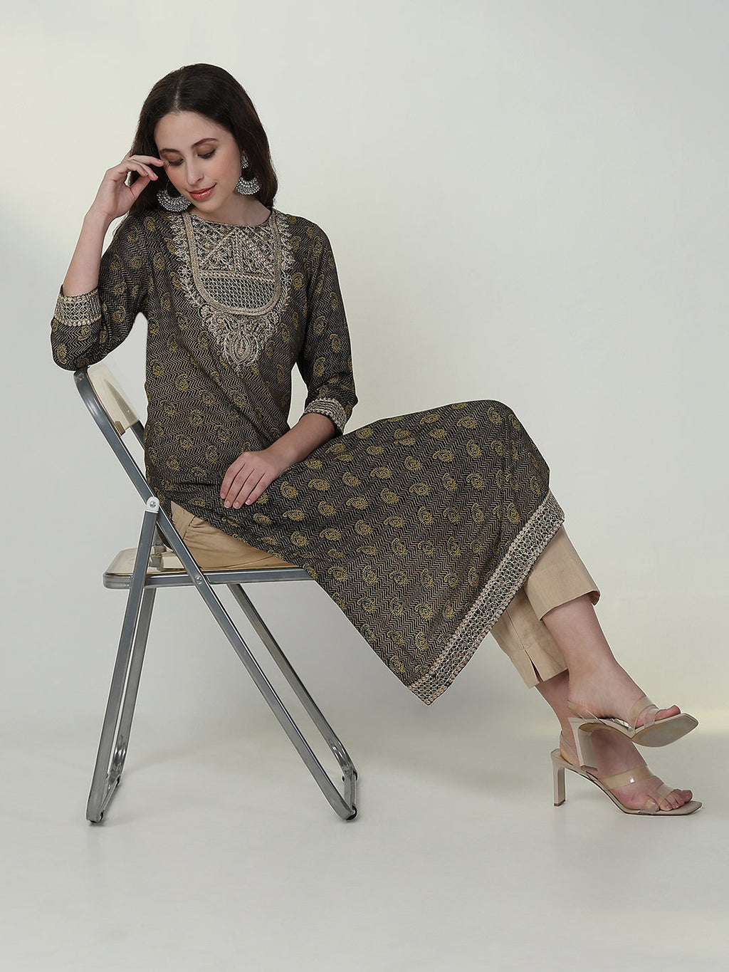 Women's Green Paisley Straight Kurta