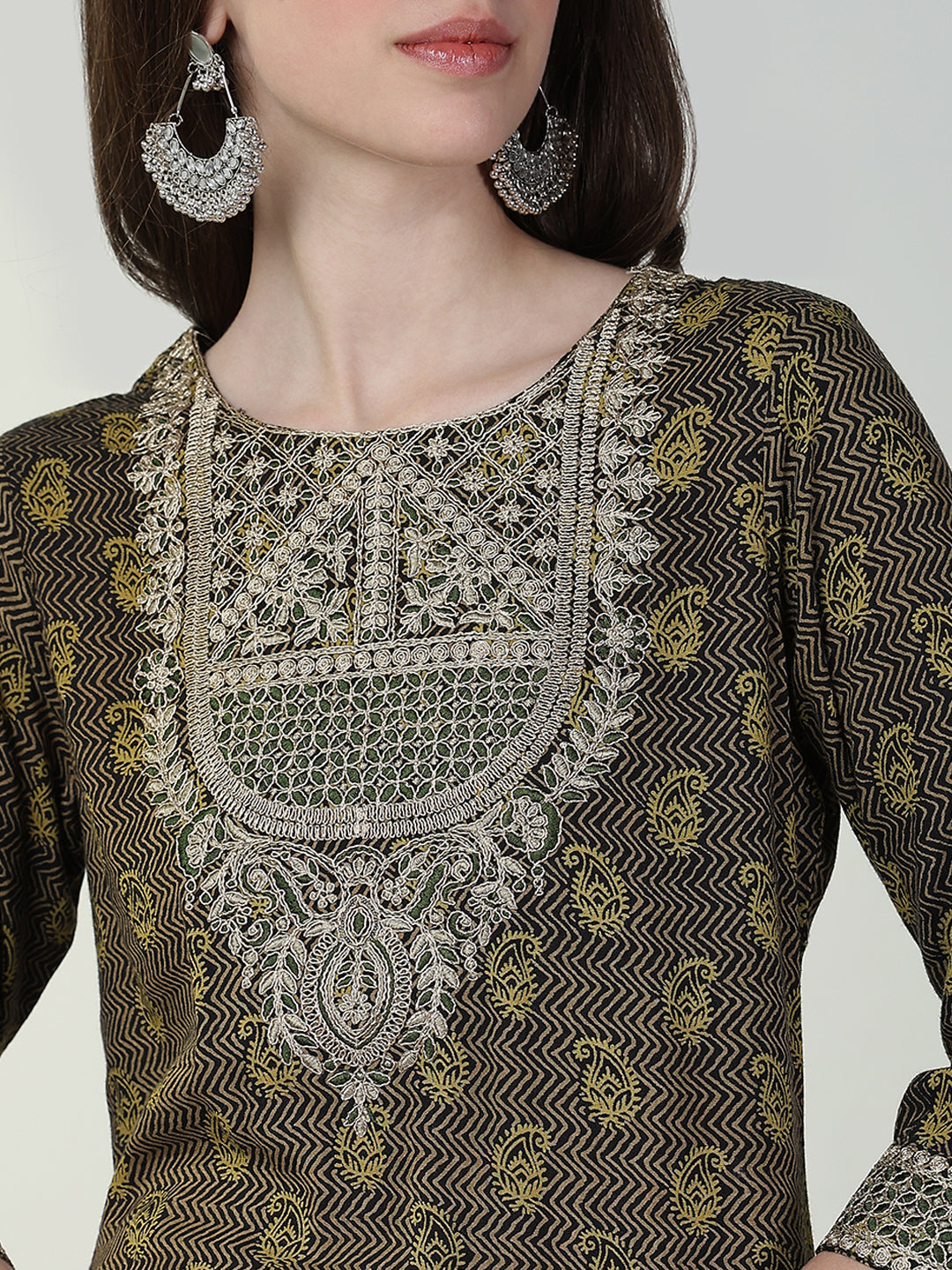 Women's Green Paisley Straight Kurta