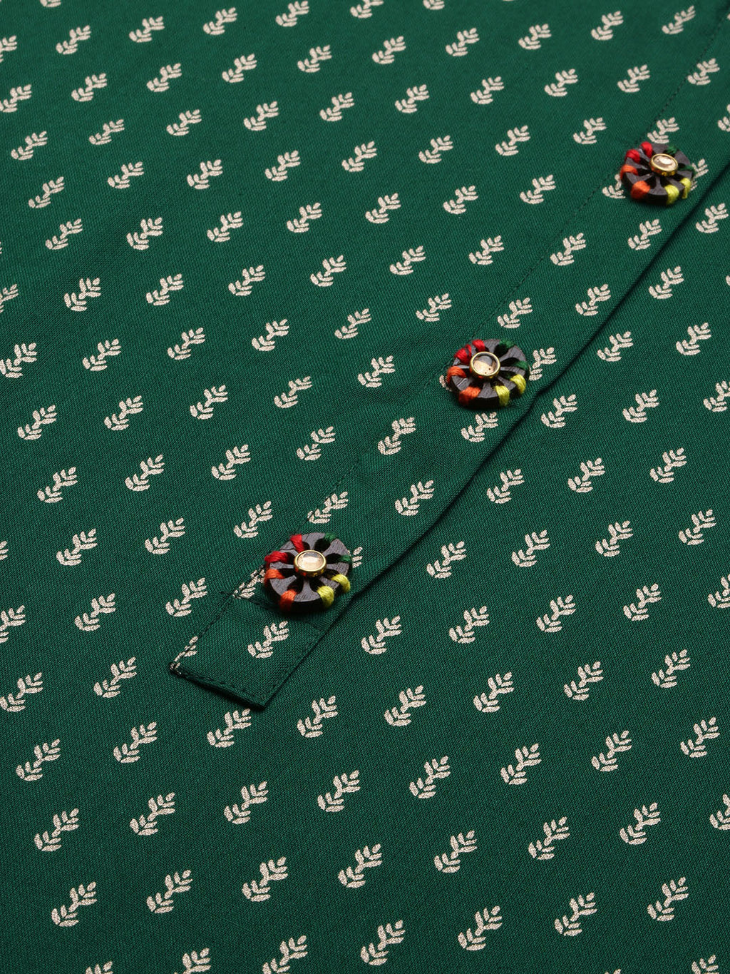 Women's Straight Green Ethnic Motifs Kurta