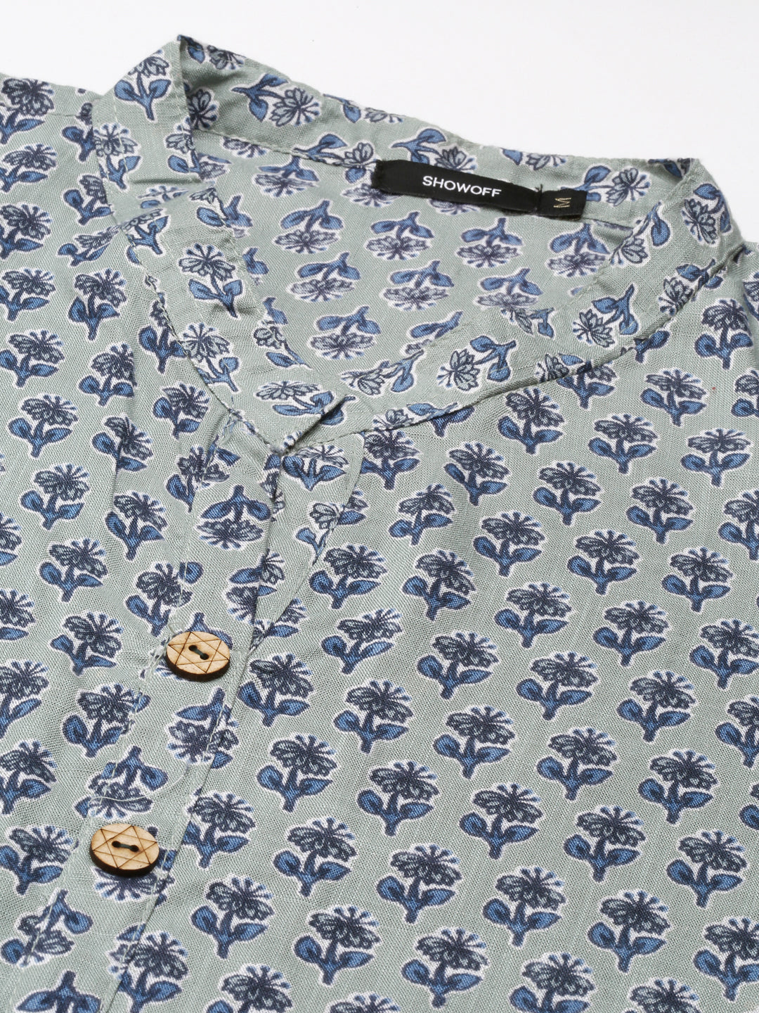 Women's Sea Green Floral Printed Straight Kurta