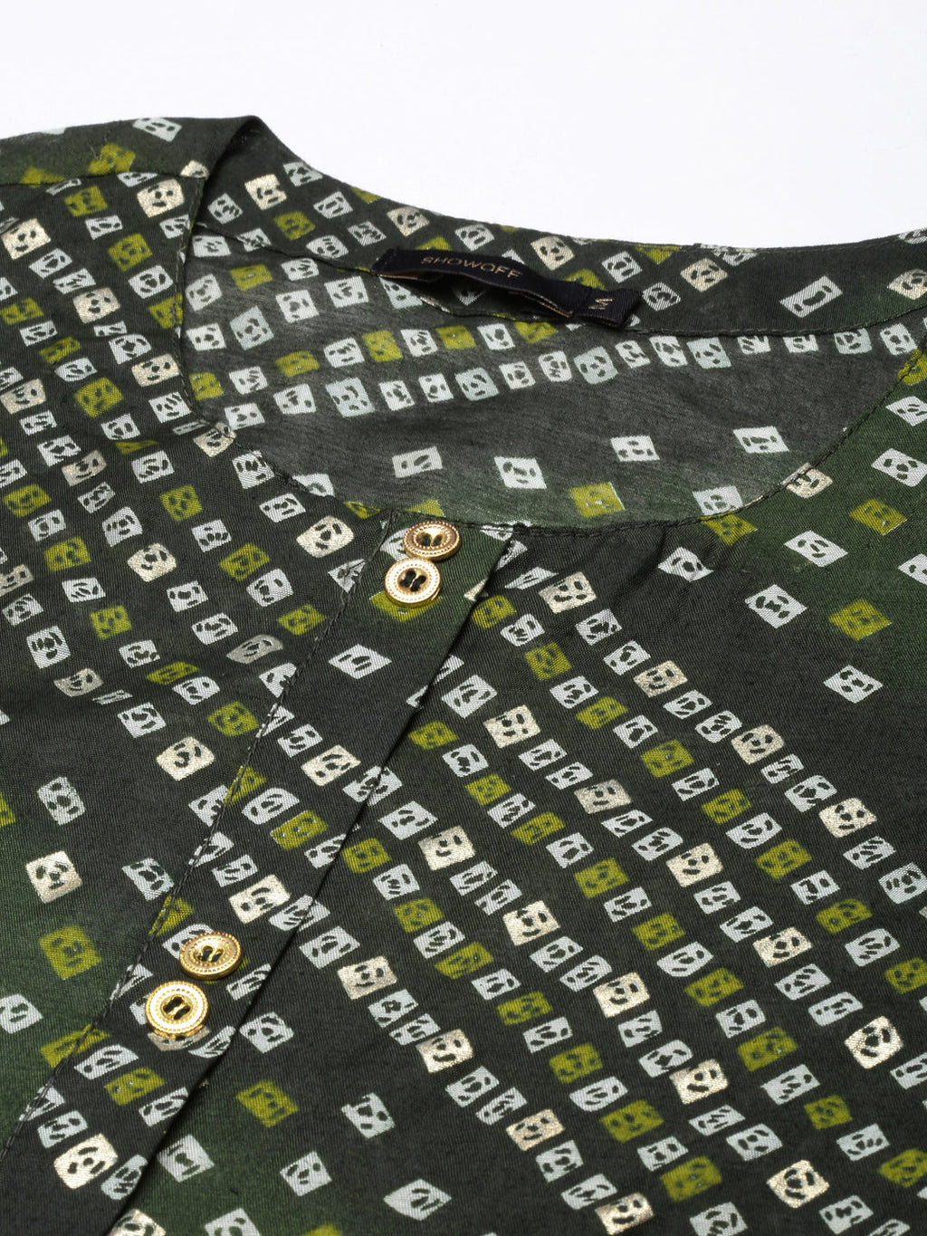 Women's Straight Green Bandhani Kurta