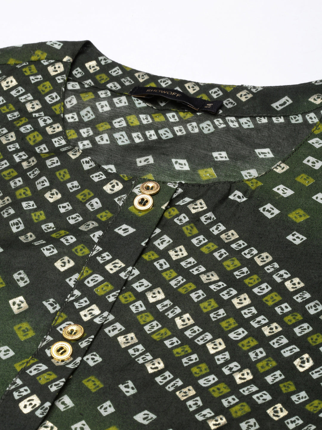 Women's Straight Green Bandhani Kurta