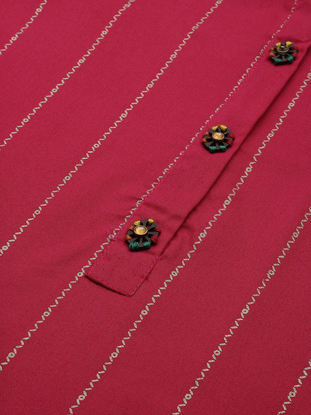 Women's Pink Striped Straight Kurta