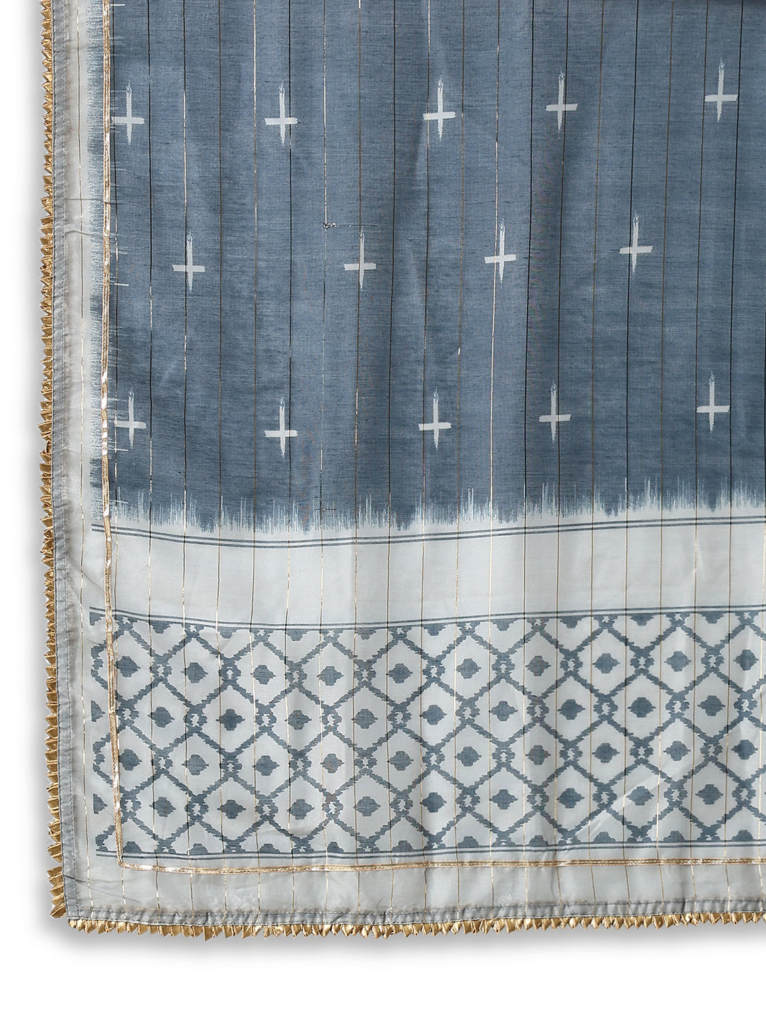 Women's Grey Solid Anarkali Kurta with Dupatta