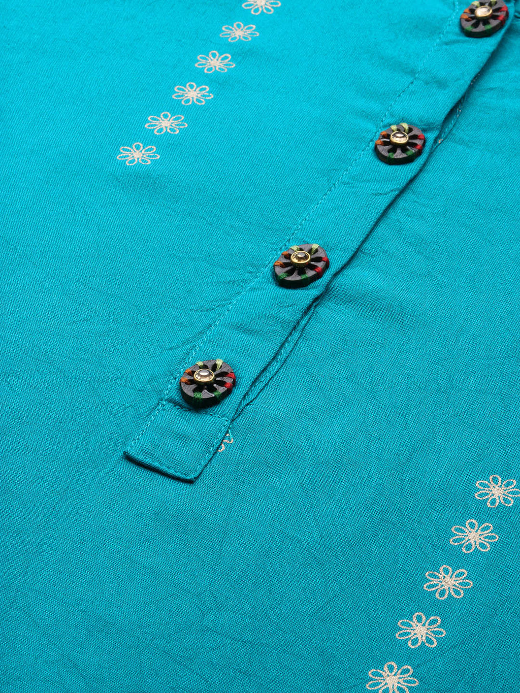 Women's Blue Floral Straight Kurta