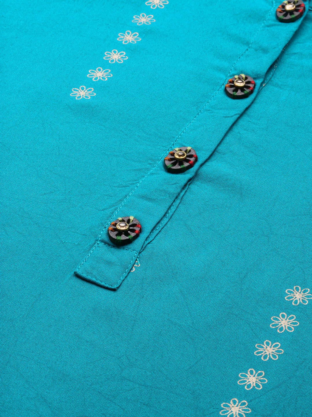 Women's Blue Floral Straight Kurta