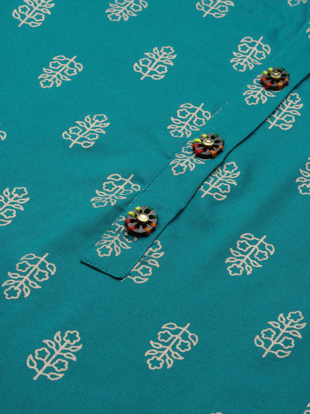 Women's Teal Graphic Straight Kurta