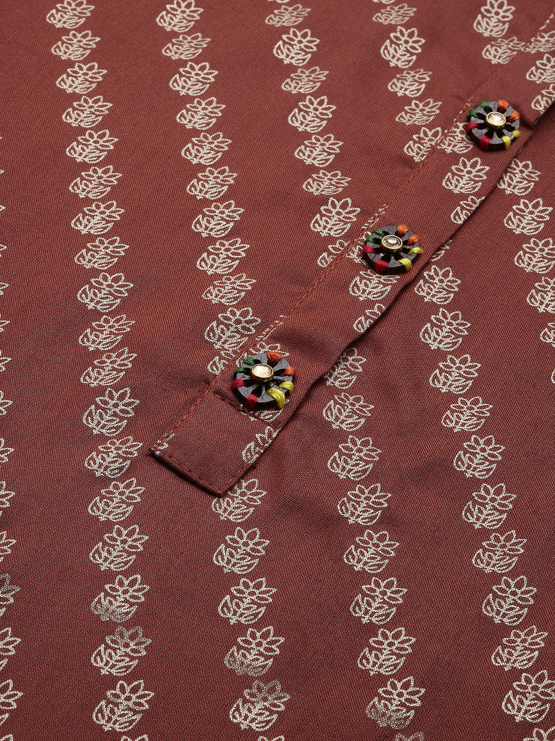 Women's Brown Striped Straight Kurta