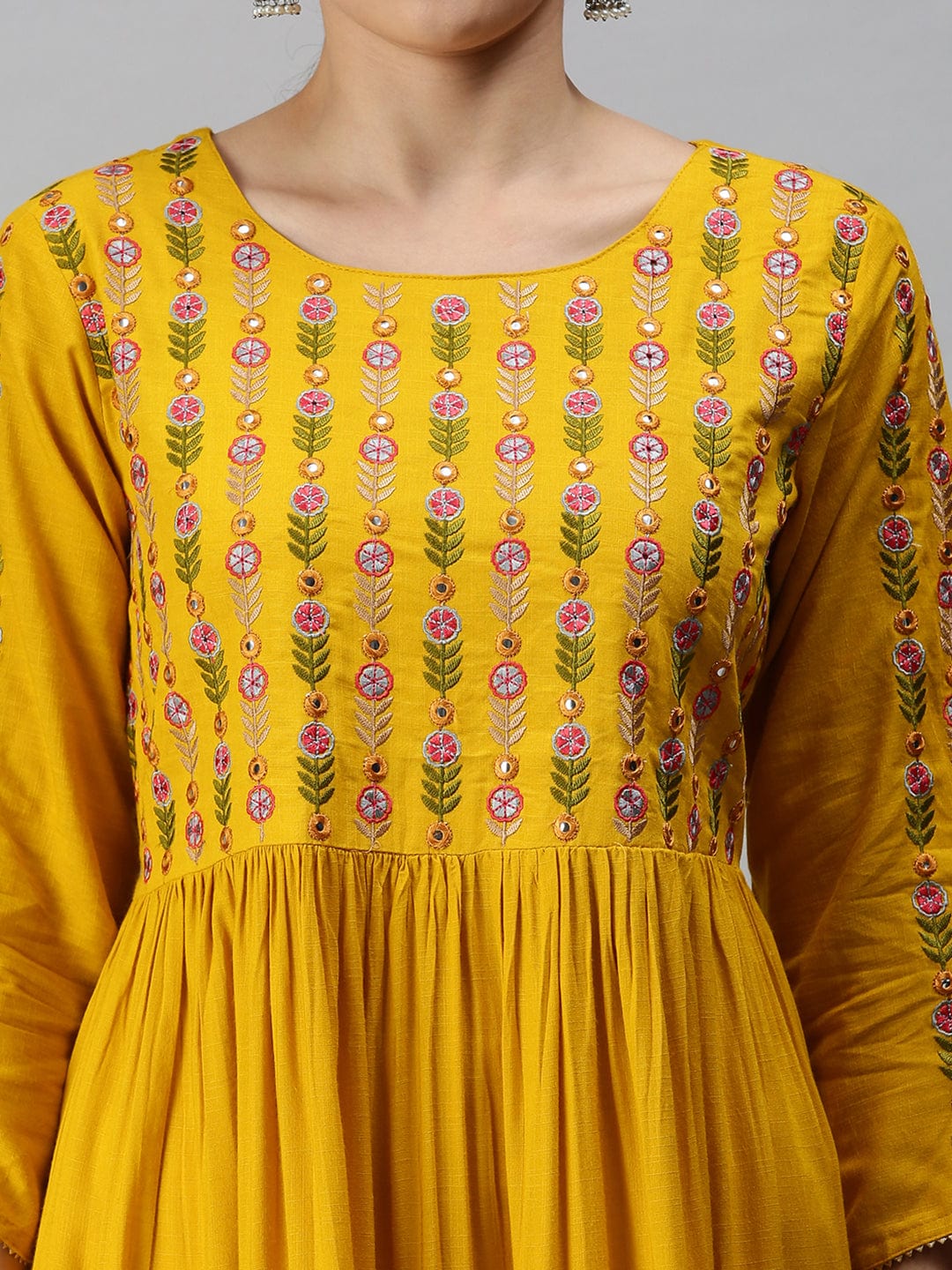 Women's Yoke Design Yellow Anarkali Kurta