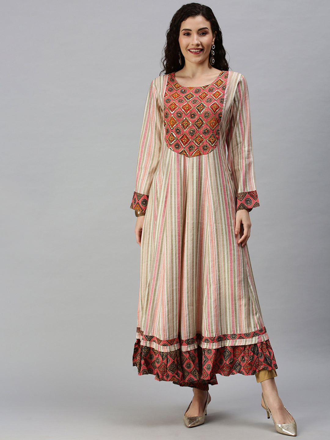 Women's Yoke Design Multi Anarkali Kurta