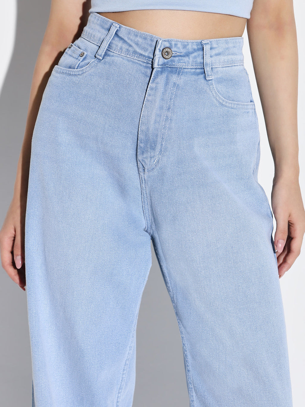 Women's Blue Comfort Wide Leg Light Fade Jeans