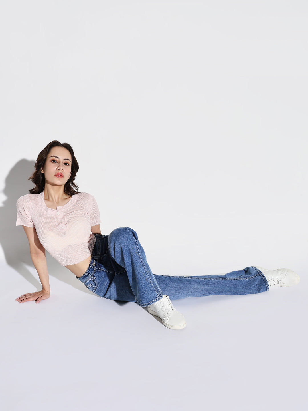 Women's Blue Comfort Wide Leg Light Fade Acid Wash Jeans