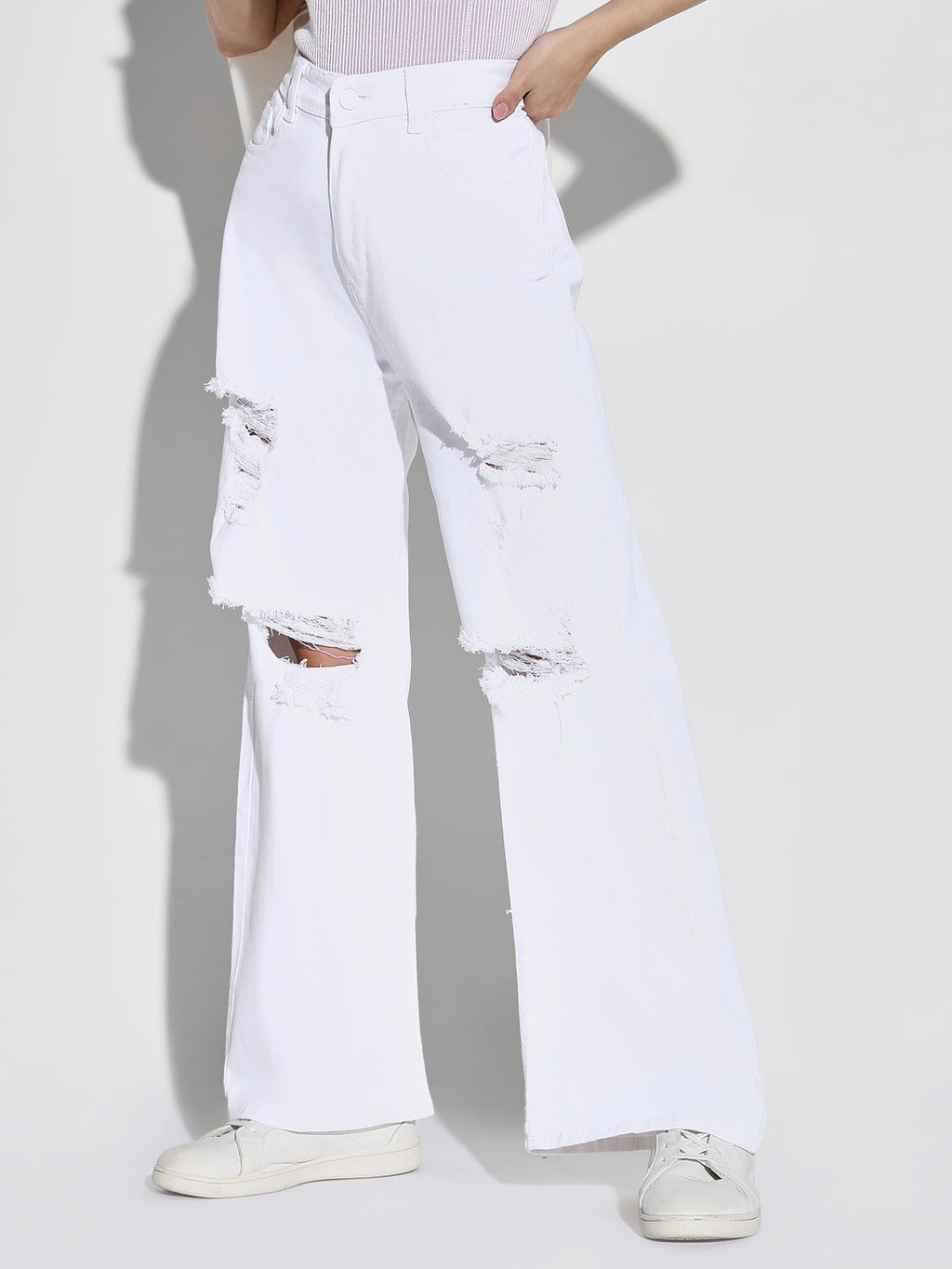 Women's White Wide Leg Jeans