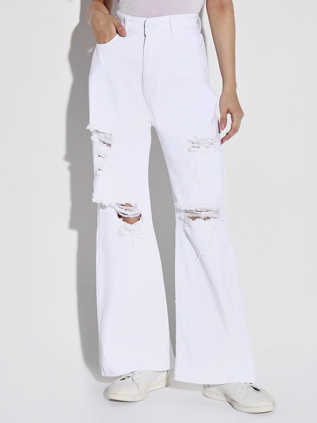 Women's White Wide Leg Jeans