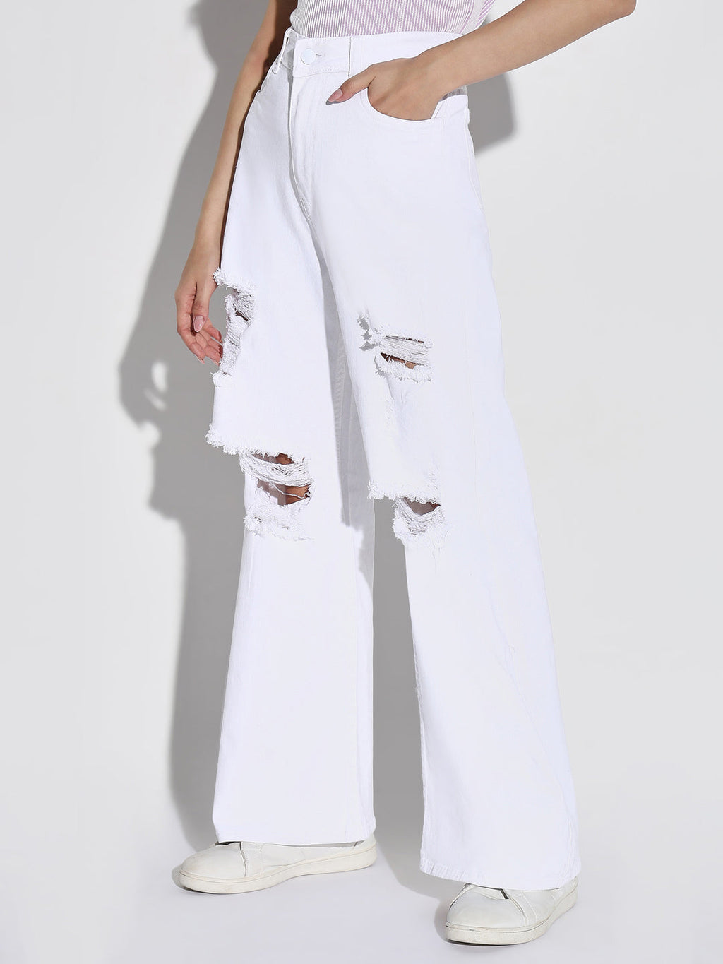 Women's White Wide Leg Jeans