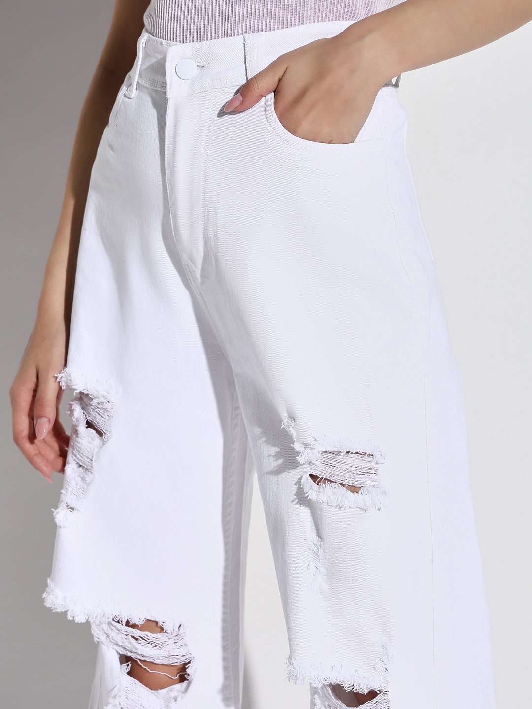 Women's White Wide Leg Jeans