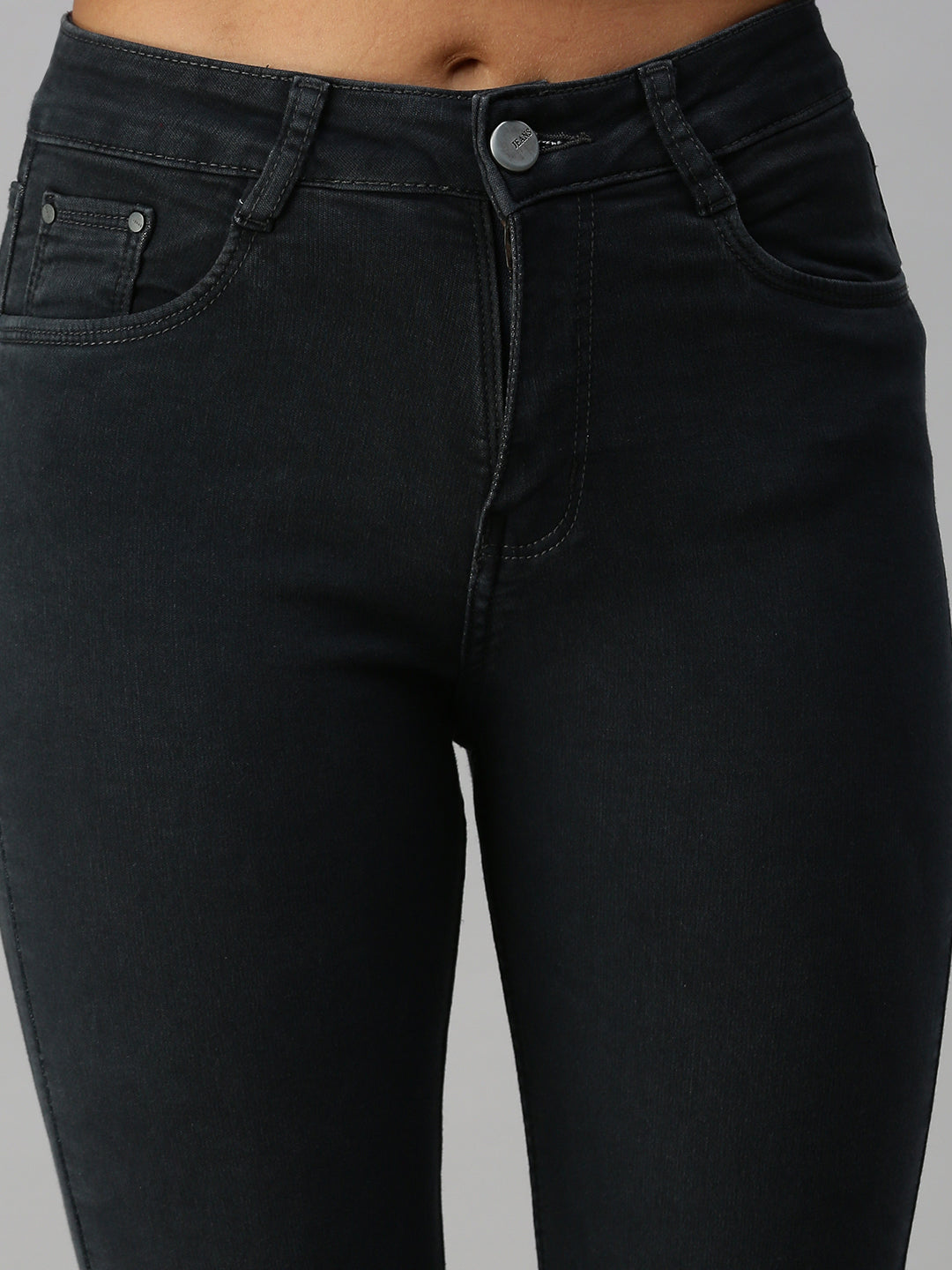 Women's Grey Straight Fit High-Rise Stretchable Jeans