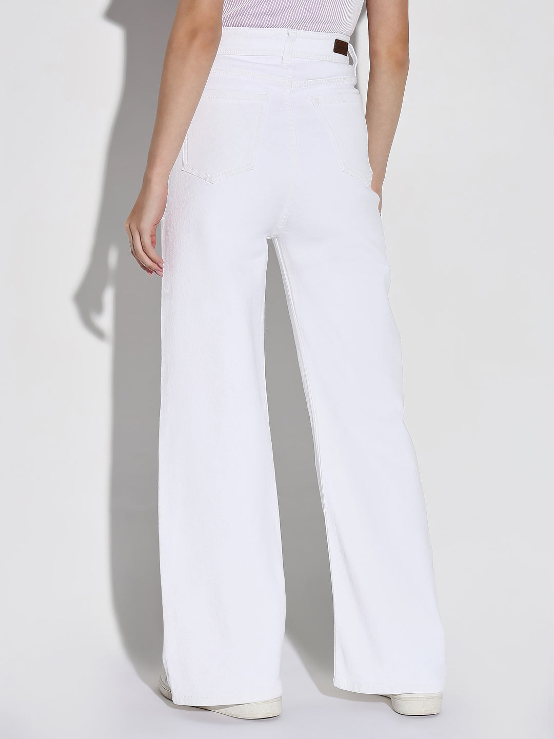 Women's White Wide Leg Casual Jeans